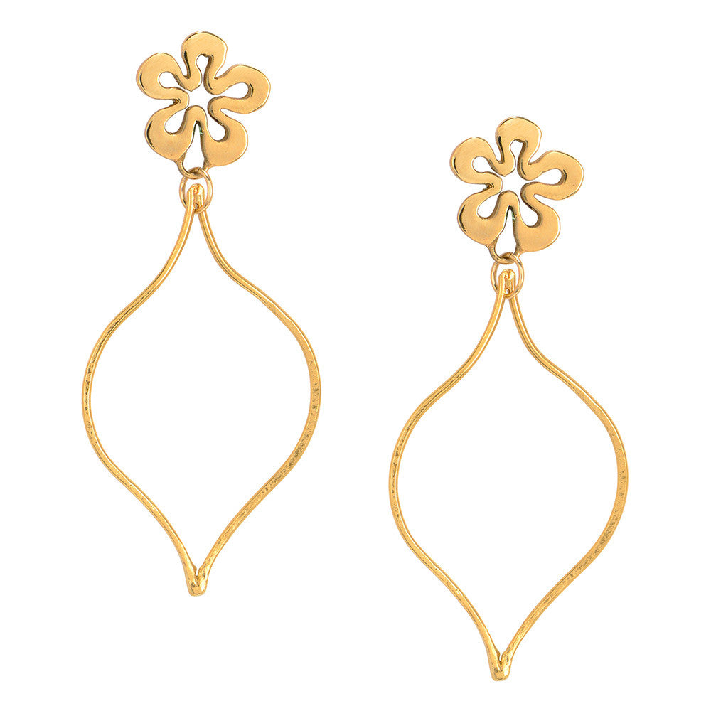 Flower and Tear Drop Earrings