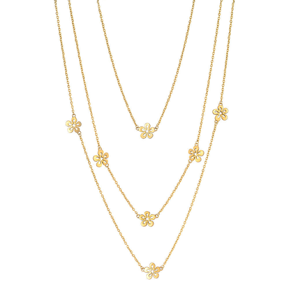 Tiny Flower Three Strand Necklace