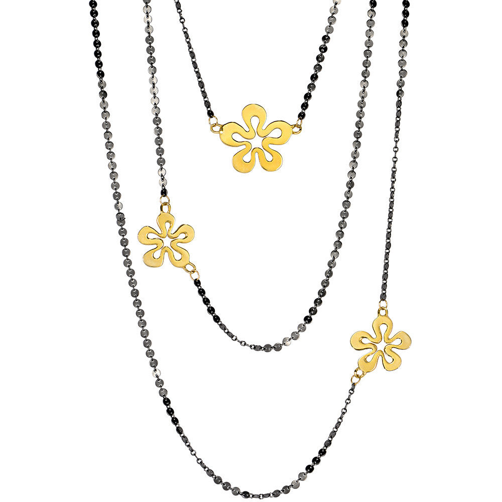 Long Layered Three Strand Necklace