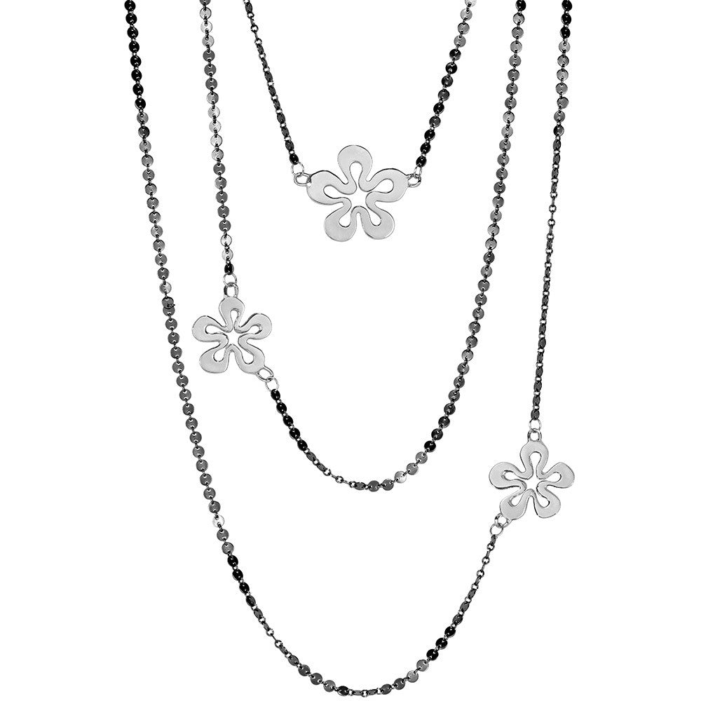 Long Layered Three Strand Necklace