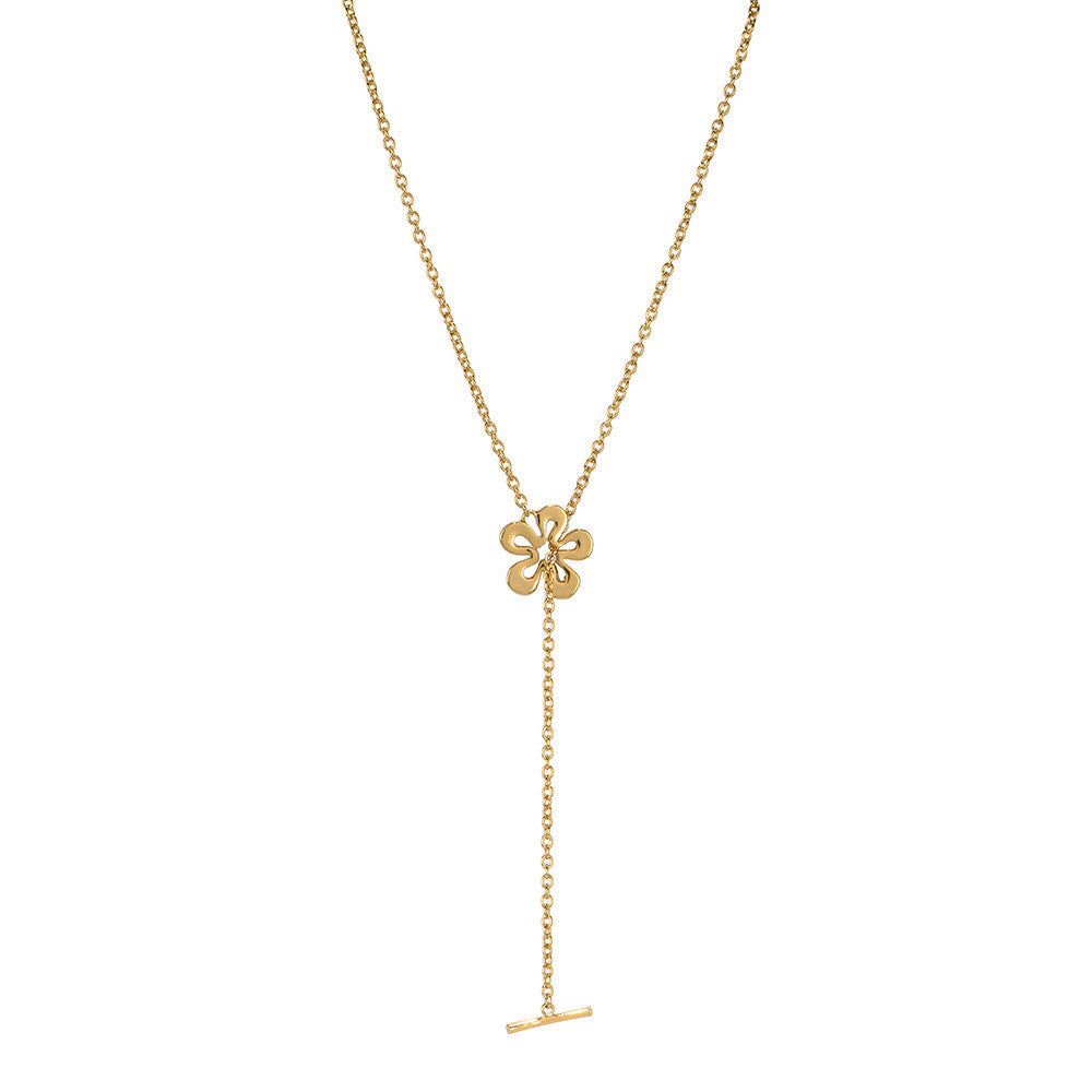 Long Single Flower with Bar Necklace